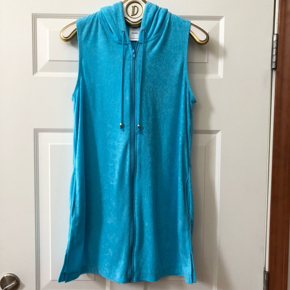 Catalina Zipper Beach Cover Up w/Drawstring Hood & Side Pockets - Size M (8-10)